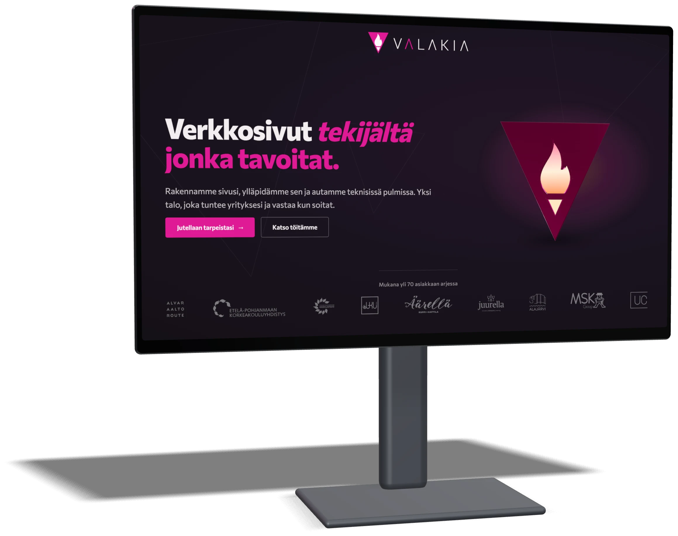 Valakian verkkosivut työpöytänäytöllä.
