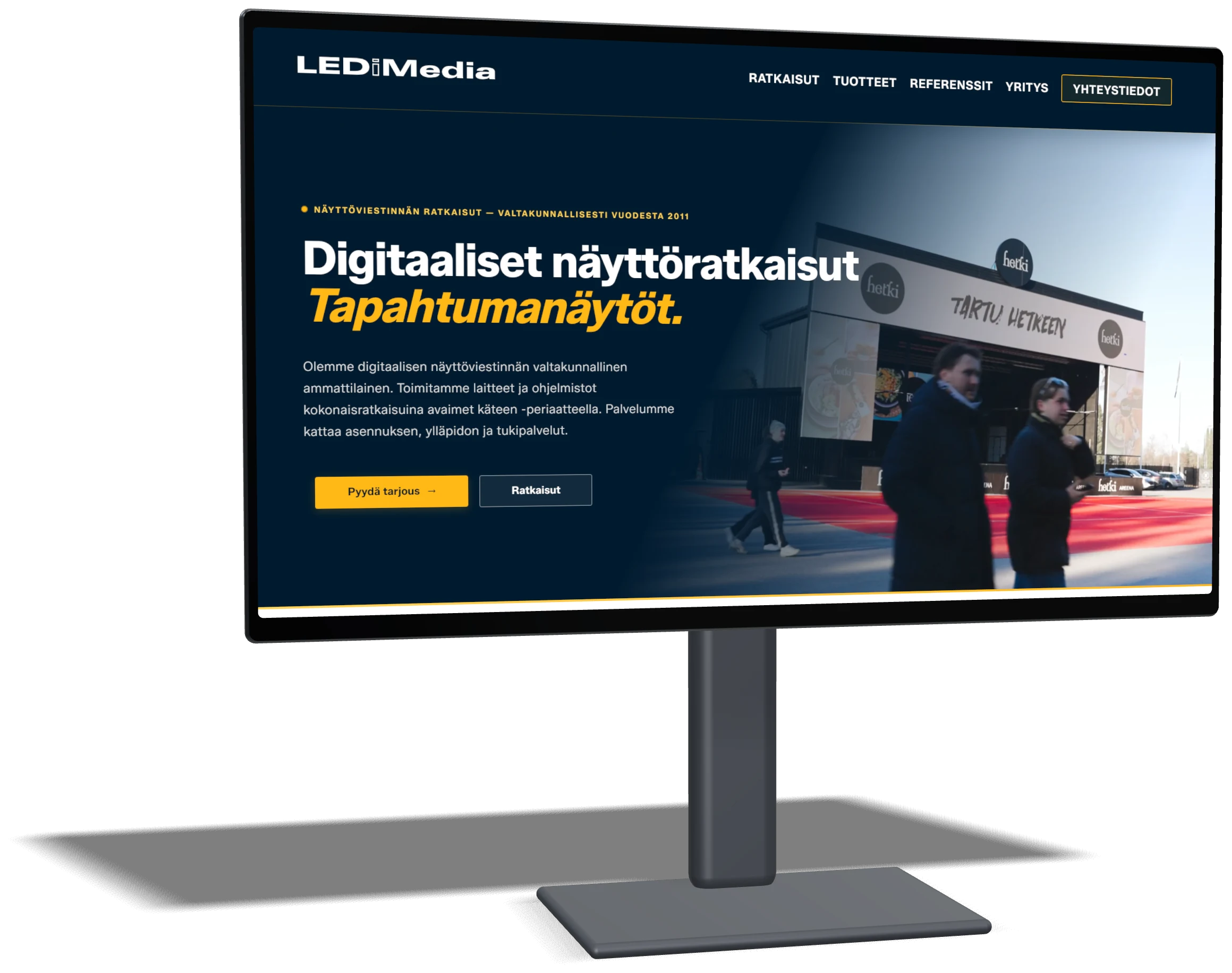 LEDiMedian verkkosivut työpöytänäytöllä